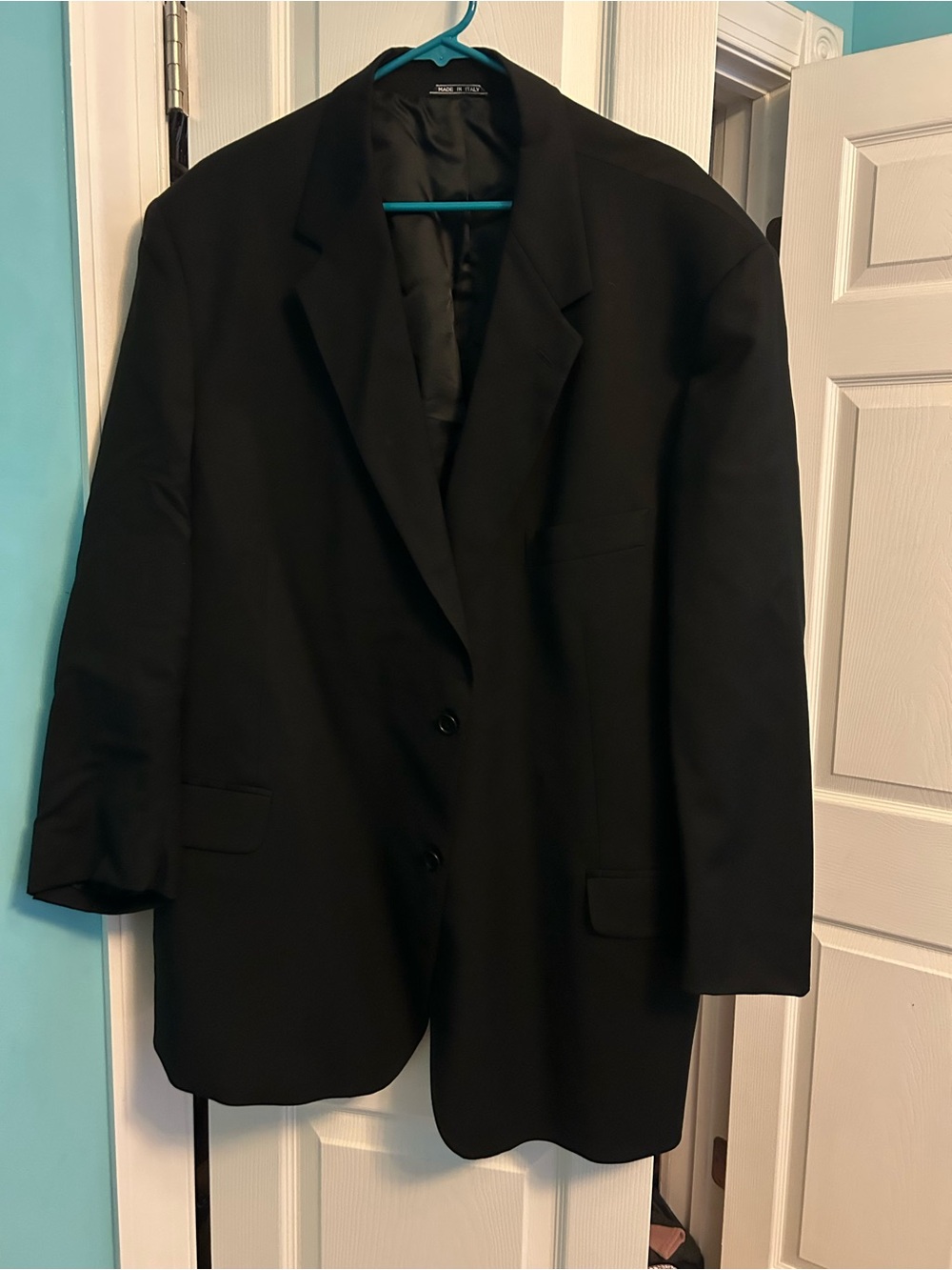 Classic Black Men's Two-Button Suit Jacket made in Italy